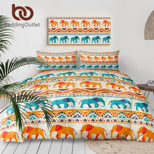

beddingoutlet elephant silhouettes duvet cover set animal retro bed cover hippie geometry bedding set  aztec bedspread 3pcs