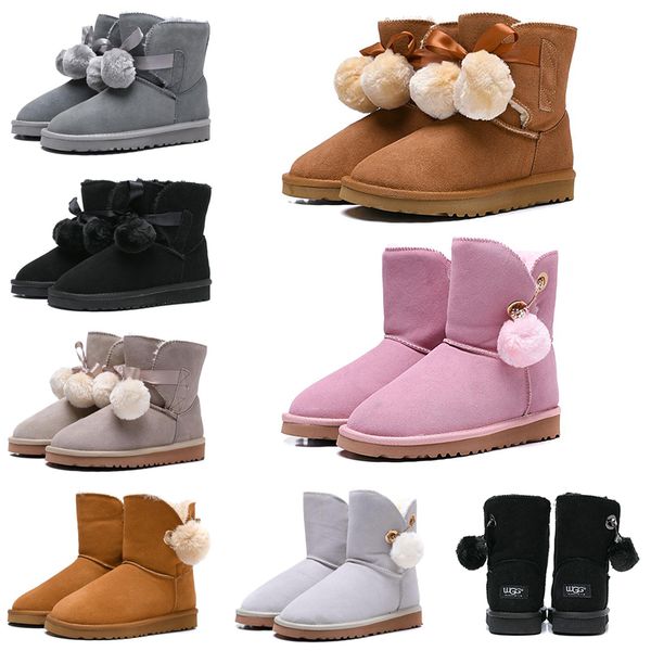 

Fashion Luxury Designer Women Boots Australia Snow Boots WGG Black Brown Bailey Hairball Bow Tie Ankle Knee Winter Boot 36-41