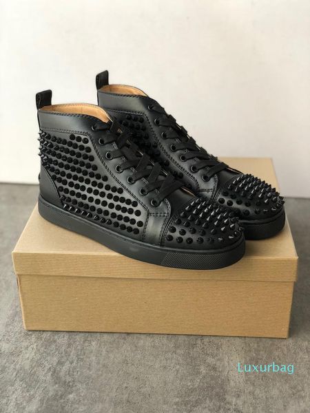 

luxury designer sneakers junior suede studded spikes shoes flat trainers red bottom shoes high silver spiked men shoes, Black