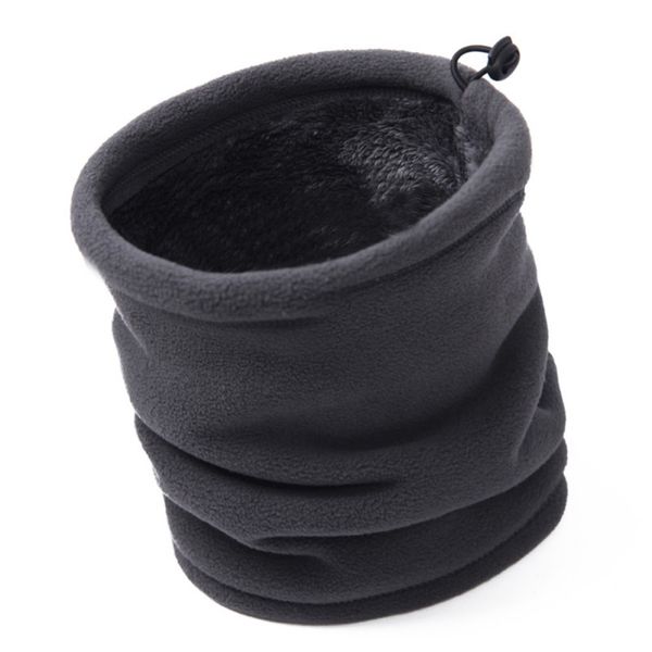 

outdoor 3 in 1 multi-function neck fleece bib double warm collar men women wig scarf sports windproof cap hiking climbing must, Black
