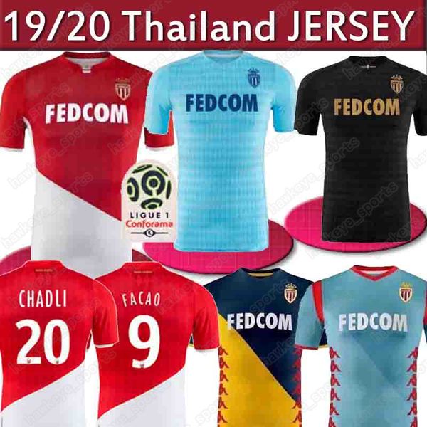 

thailand monaco soccer jersey 2019 2020 maillot de foot gelson.m falcao fabregas golovin jovetic home away football uniform shirt, Black;yellow