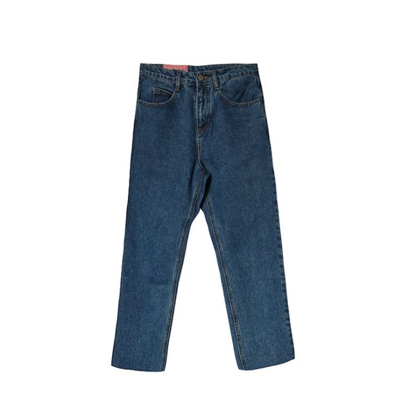 

four seasons blue edge cropped pants men slim old straight jeans tide 1267