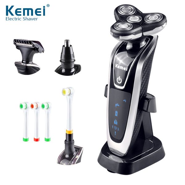 

kemei 4 in 1 3d floating rechargeable electric shaver 4 blades washable electric shaving razors multifunction face care 45d