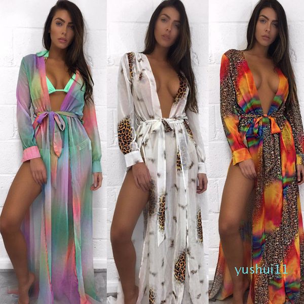 

wholesale-summer print beach cover up women dress tunic pareos ladies kaftan robe cover-up woman beach wear swimsuit