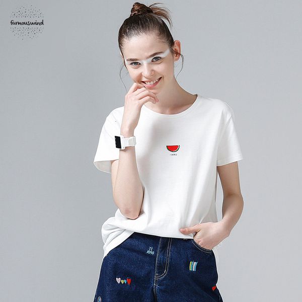 

watermelon femme female t shirt women summer cotton tee shirt printed pink women clothes 2019 drop shipping, White