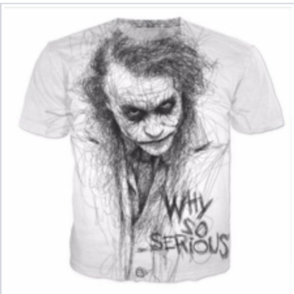 

лето новые модные женские / мужские эскиз джокер смешные 3d творческий повседневная хип-хоп футболка ds00218, White;black