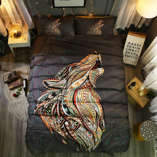 Hot Sale Wolf Bedding Set Single Double King Size Bed Set Chinese