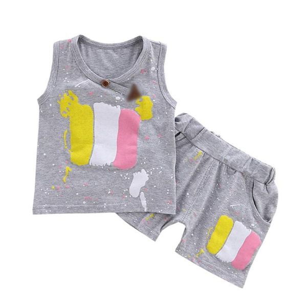 лето мальчиков цвет полосатый жилет + шорты комплекты, White