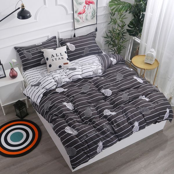 White Black Pineapple Bedding Set Twin Queen King Size Kids Boys