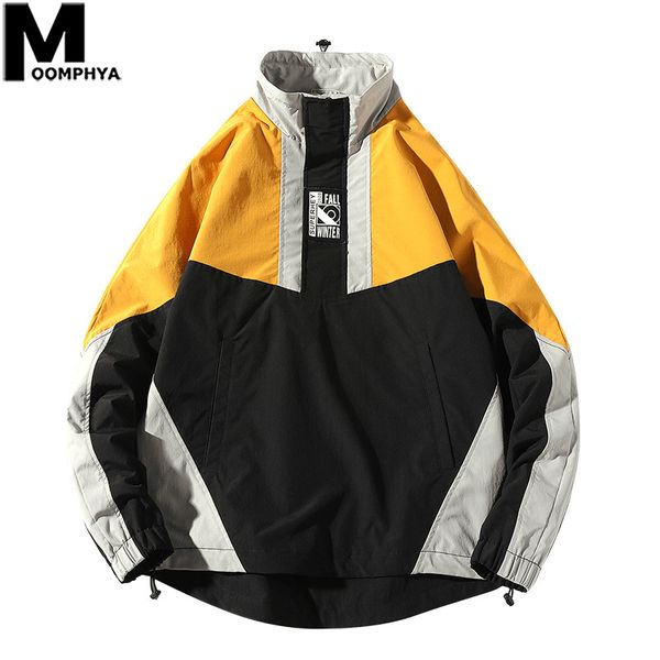

men clothes 2019 splicing pullovers jacket men stylish stand collar coat streetewear hip hop windbreaker men's jacket, Black;brown