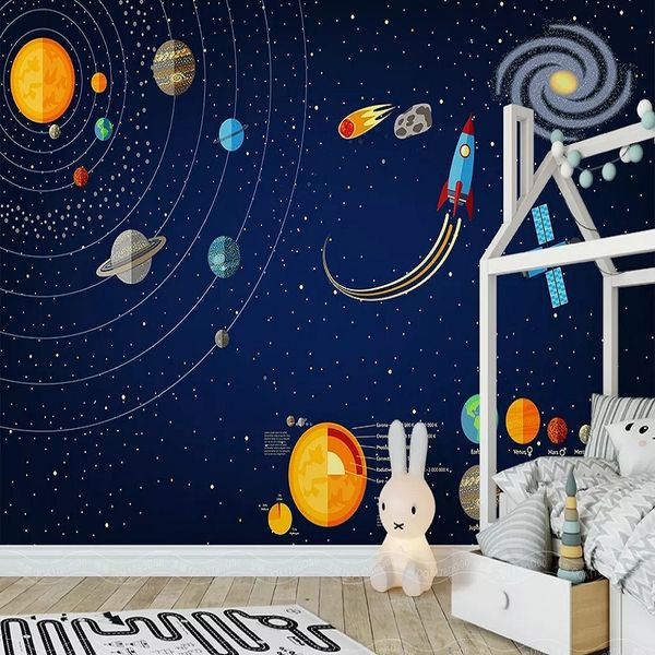 

new custom large mural 3d wallpaper cartoon starry sky universe children's bedroom mural tv back wall decor deep 5d embossed