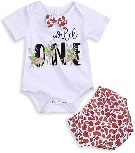 

один год день рождения одежда набор новорожденных девочек комбинезон боди футболка топ + брюки летние наряды одежда, White