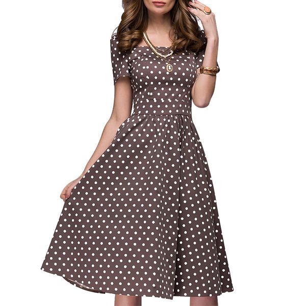 

Women Casual Dress Spring Summer Popular Dot Printing Vestidos For Female Women Square Collor A -Line Short Dress