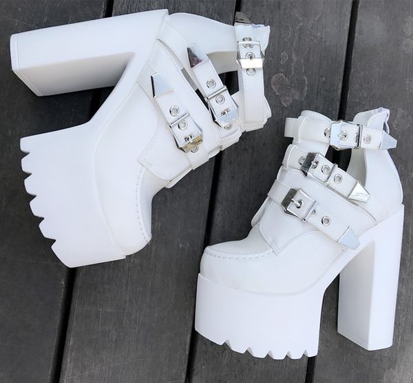 

2020 autumn new crude with super high heel women's shoes british wind thick sole single shoes simple fashion high heels, Black