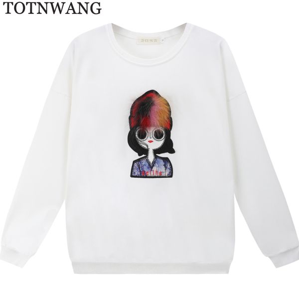 

totnwang new fashion england style sweatshirts women 2019 winter basic casual cotton bottom sweatshirt warm plus size, Black