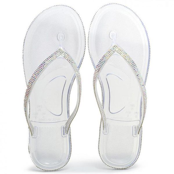 

women crystal transparent slippers rhinestone slides diamond flip flops flat beach sandals summer jelly slipper lady shoes cute, Black