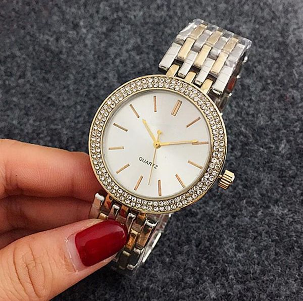 2019 neue Mode Stil Frauen Uhr Geschenk Stahl Gold Weiß Japan Quarzuhr Weibliche Damen M Frauen Uhr Armbanduhren uhren Mujer