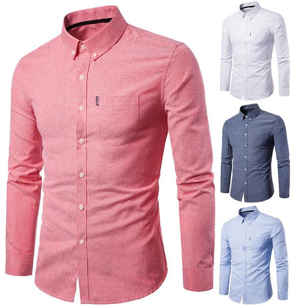 

januarysnow spring long sleeve formal shirt for men solid slim basic turn-down collar business dress shirts camisas masculina camisas hombre