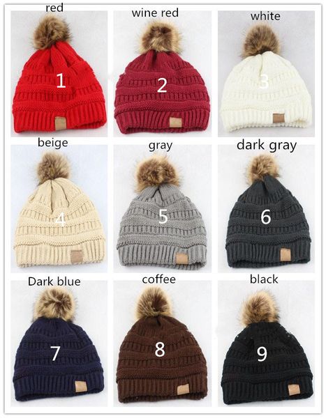

9 Colors In Stock ! Winter Woolen Cap Hats Knitted Hats Gorro Bonnet pom-pom for Adult Hat Warm Cap for Winter 54-60cm