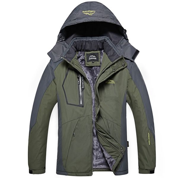 

winter men outdoor jacket waterproof warm coats male casual thicken velvet jacket plus size mens outwear mountaineering overcoat, Tan;black