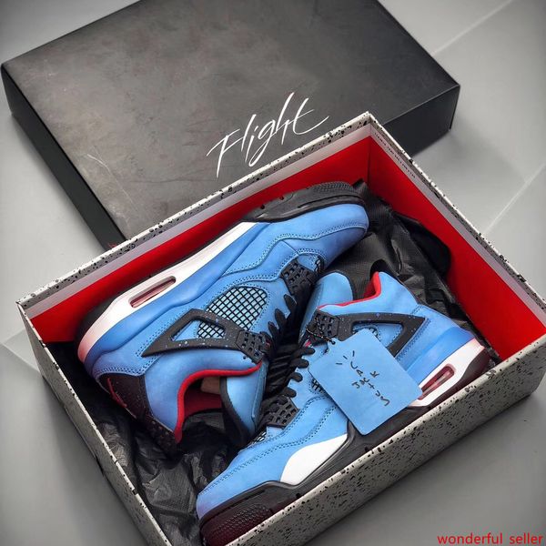 

4s iv 4 travis scot 3084-406 houston oiler cactus jack mens basketball shoes with size 8-13 athletic sport sneakers