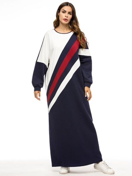 

islamic clothing tracksuit long dress women muslim turkey splice jogging maxi dresses sports walk wear elbise kaftan vestidos, Red