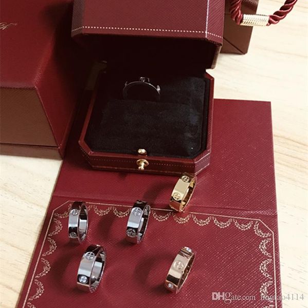 

love rings titanium steel diamond screw rings european and american fashion refers to couples rose gold rings with original box gift box, Silver