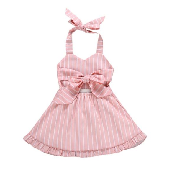 

1pc baby girl summer cotton stripe pattern sleeveless knee-length backless dress kid girls cute fashion dress for gifts, Red;yellow