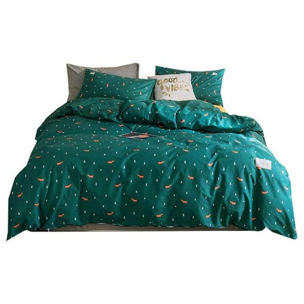 

dark green trees duvet cover set flat fitted sheet cotton bedlinens hypoallergenic twin  size bedding set