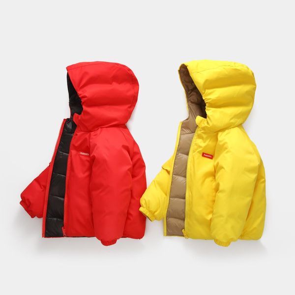 

winter boy down jacket parka girl warm coats two-sided wear down hooded jackets children's clothing for snow wear kids outerwear, Blue;gray