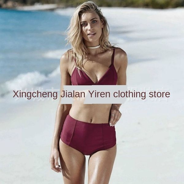 

2019 bikini split female triangle soft bag high waist stitching large bikini swimsuit size swimsuit, White;black