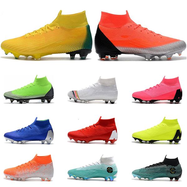 

2019 mercurial superfly vi 360 soccer shoes fg black gold white green blue silver ronaldo neymar mens boys football boots cleats size 39-45