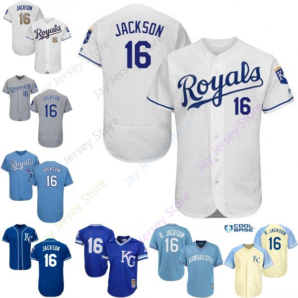 

2019 Kansas City 16 Bo Jackson Jersey Royals Jerseys Cool Base Flexbase Home Away White Black Red Grey Pullover Button Men Women Youth