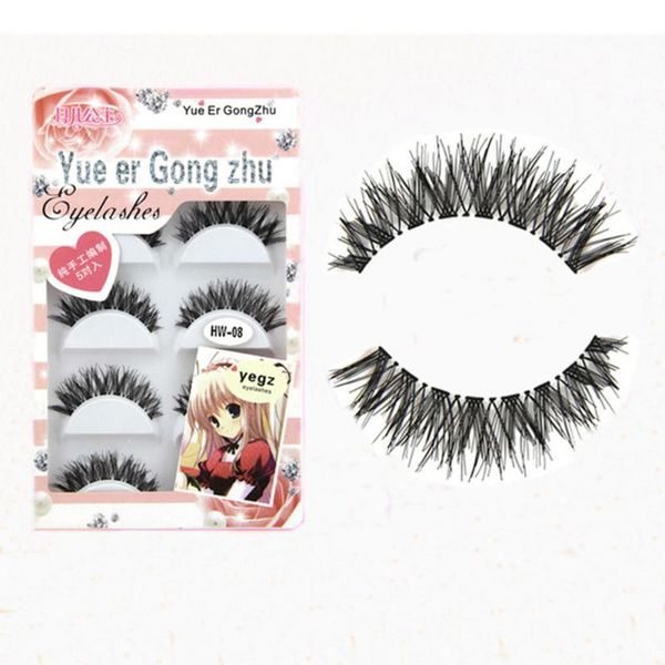 

5pairs/set natural black long sparse cross false eyelashes thick fake eye lashes handmade soft eye makeup extension tools