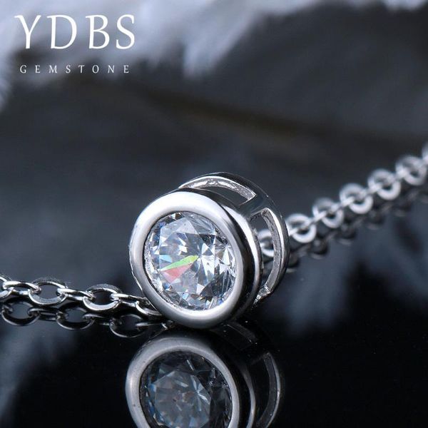 

ydbs 1.0 ct 6.5mm lab grown moissanite diamond slide pendant 14k 585 white gold pendant for women, Silver