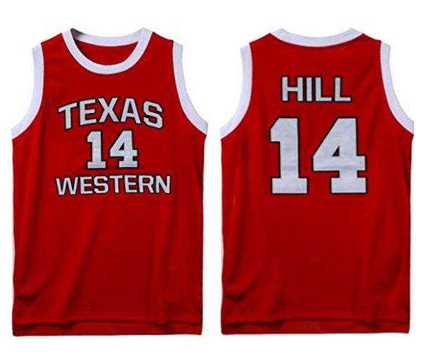 

texas western college basketball jersey glory road bobby joe hill 14 red retro jersey men's stitched custom made size s-5xl, Black