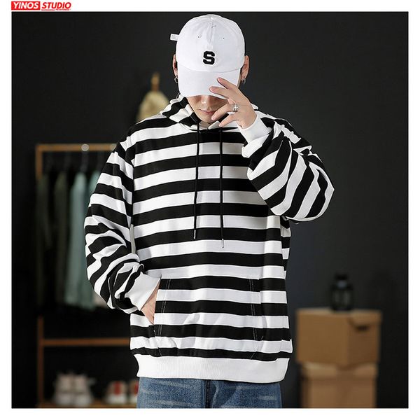 

dropshipping men streetwear striped hoodies 2019 autumn casual sport male pullover mens hooded cotton sweatshirt, Black