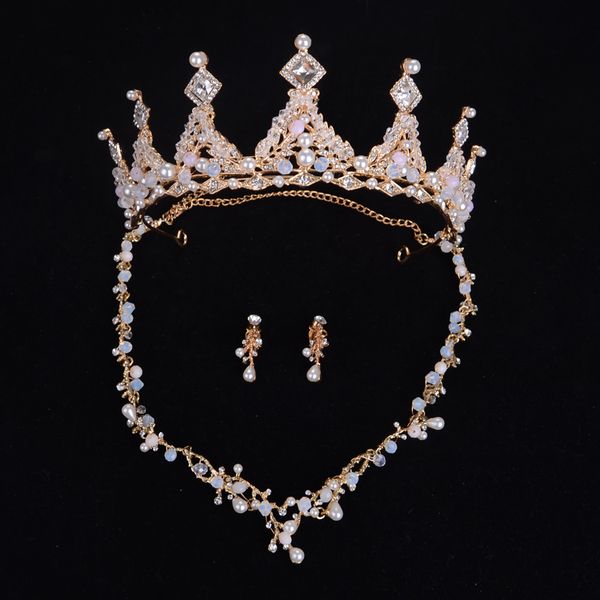 

womens austrian crystal rhinestone necklace + earrings + crown jewelry sets for bridal wedding jewelry, Slivery;golden