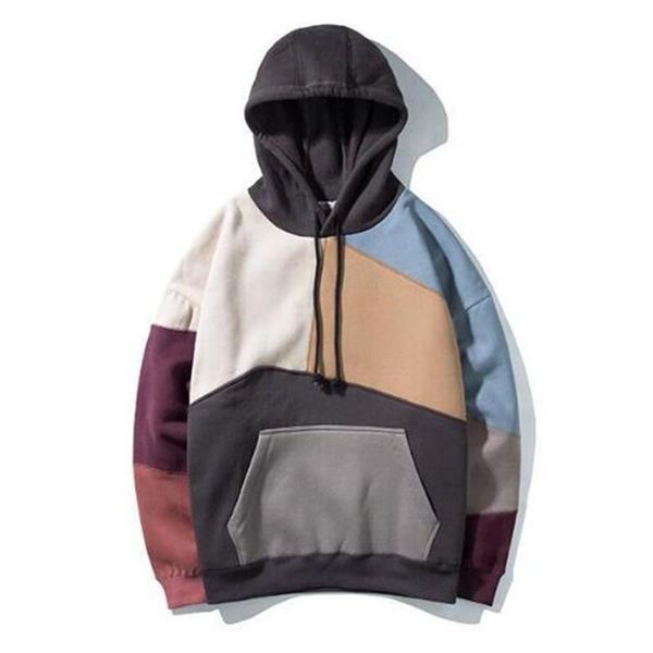 

us new fashion men patchwork hoodies male sweatshirts spring autumn hoodies sweatshirt hip hop skateboard hooded hoody, Black