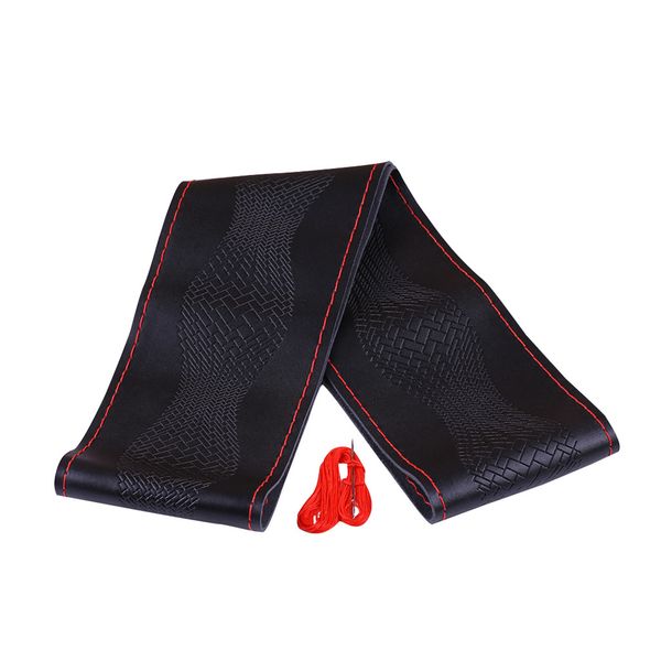 

diy car truck leather steering wheel cover with needle and thread irregular dark red, black 38cm thicker zax8079 19mar12