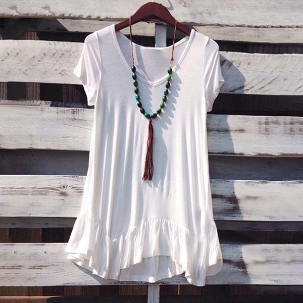 

белая майка femme лето 2020 плюс размер 2xl футболка женщины футболки больших размеров тенниски вскользь tops long туники женские, White