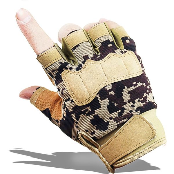 

army tactical half finger bicycle camouflage gloves men women sports climbing fitness driving gloves special forces b14, Blue;gray
