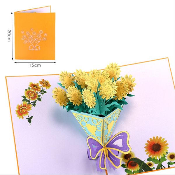 

sunflower greeting cards handmade birthday wedding invitation 3d up card new d08d