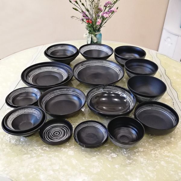 

Black fro t a5 melamine bowl imitation porcelain dinnerware re taurant rice bowl buffet pot condiment bowl