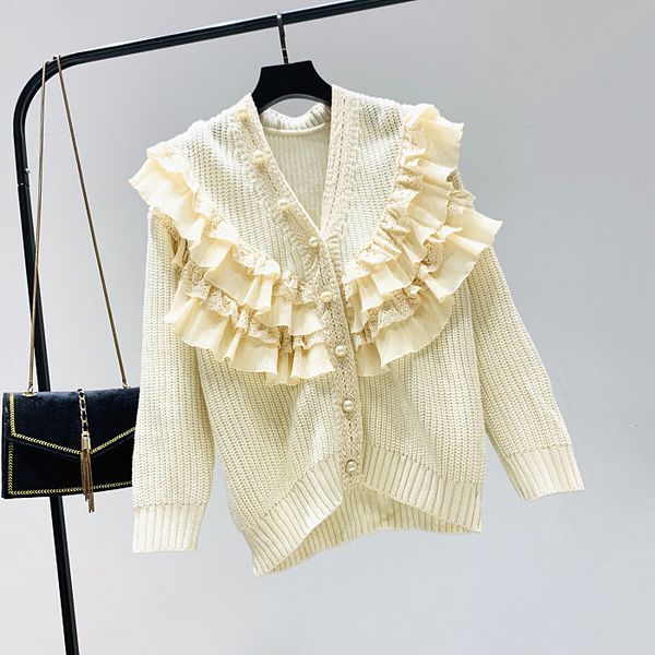 

sweater cardigan coat female korean-style fashion purple cardigan loose lazy wind temperament spring autumn sweater ladies, White