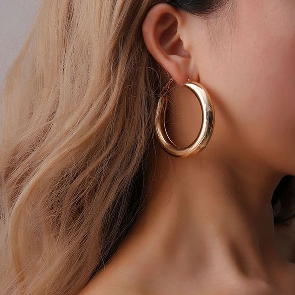 

gold color circle creole earrings stainless steel big round wives hoop earrings gifts for women wedding party gift high quality, Golden;silver
