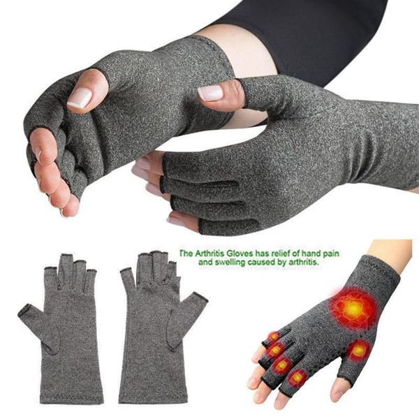 

a pair copper compression gloves hand fingers arthritis joint pain carpal brace gloves, Blue;gray
