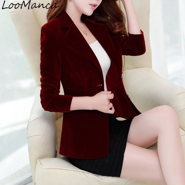 

2019 new gold velvet blazer women coat long sleeve ladies blazers feminino ol formal fashion designs suit jacket women, White;black