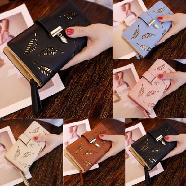 

women pu leather wallet purse long card holder clutch box bag phone handbag