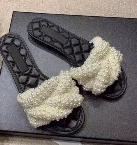 

2019 new designer slipper gear bottoms women striped sandals causal non-slip summer huaraches slippers pearl slippers, Black